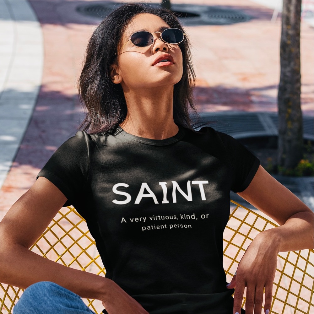 ‘Saint’ black T shirt